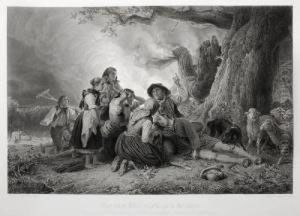 "der Vom Blitz Erschlagene Schafer". Mid 19th Cent by Alphonse Martinet