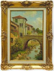 Caserio Con Puente Y Arroyo by Fernando Martinez Checa