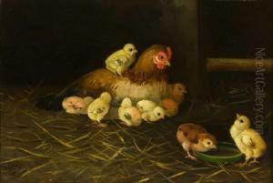 "gallina Con Sus Polluelos" by Fernando Martinez Checa