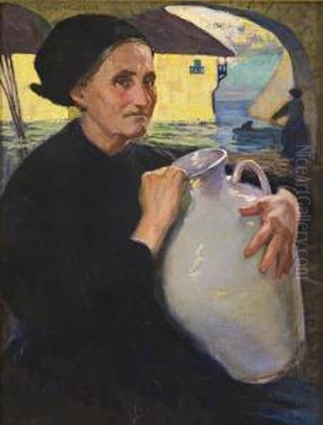 Veduta Con Anziana Signora Che Attinge Acqua - view 1
