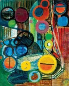 European School-style Abstracted Composition, 1946-47 by Janos Martinszky