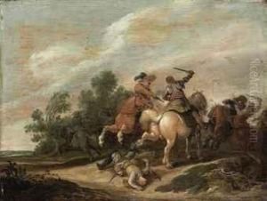 A Cavalry Skirmish by Jan the Younger Martszen