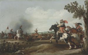 A Cavalry Skirmish by Jan the Younger Martszen