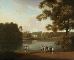 View Over The Great Lake And The Cameron Gallery, Tsarskoe Selo by Andrei Yefimovich Martynov