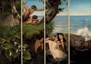 Zwei Faune Beobachtenwassernixen by Anton Marussig