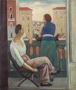 Figure Al Balcone by Piero Marussig