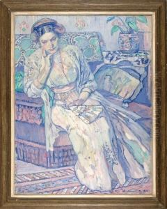 Donna Seduta Con Ventaglio by Piero Marussig