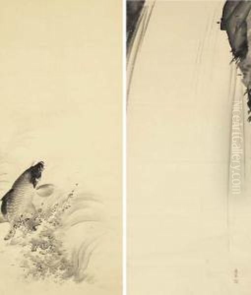 Carp And Waterfall - view 1