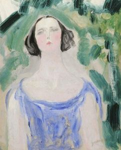 Jeune Femme En Robe Beue by Jacqueline Marval