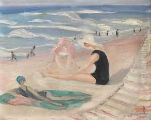 Baigneuses Sur La Plage A Biarritz