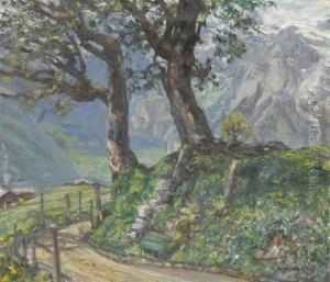 Landscape With Two Large Trees by Alfred Marxer