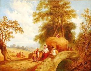 Figures Anda Harvest Cart Crossing A Bridge