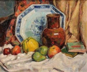 Nature Morte Aux Faiences Et Fruits