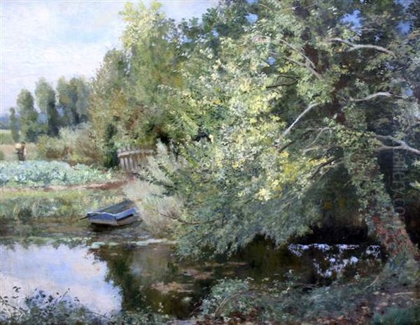 Landscape With Figure And Trees Overhanging A Stream - view 1