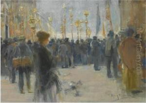 Farolillos En Paris (lantern Parade In Paris) by Arcadio Mas Y Fondevila