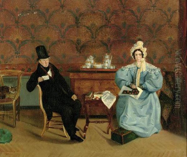 An Elegant Couple In An Interior - view 1