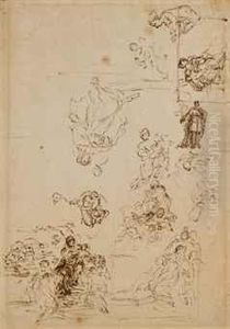 Diverses Etudes Dont La Mort De La Vierge, Et La Vierge Etl'enfant by Agostino Masucci