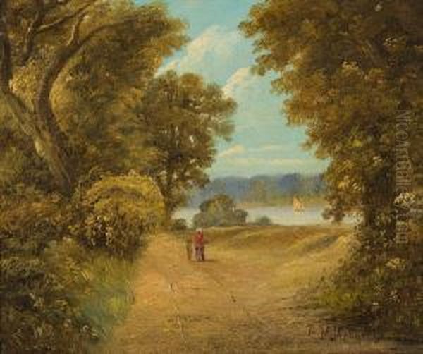 Figures On A River Path - view 1