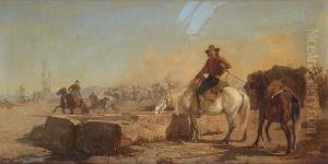 A 'butero' Watering His Horse In The Roman Campagna by George Hemming Mason