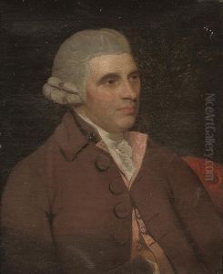 Portrait Of A Gentleman, Half-length, In A Brown Coat And Pinkwaistcoat by John James Masquerier