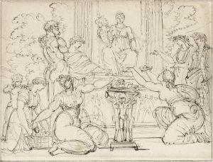 Allegorical Scene, Woman Offering Gifts To The Goddess by Louis Masrelier