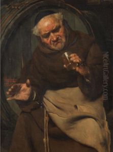 Monk With Glass Of Wine
