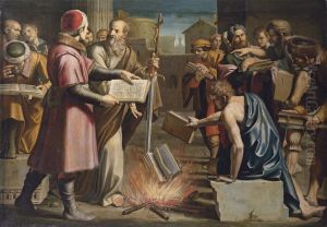 Saint Paul And The Burning Of Pagan Books At Ephesus by Lucio Massari
