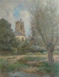 L'eglise Et La Riviere A Crecy by Jean Eugene Masse