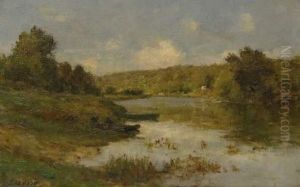 Promenade Au Bord De La Seine by Jean Eugene Masse