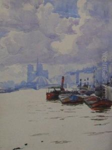 Paris, Boats On The Seine by Henry Gibbs Massey