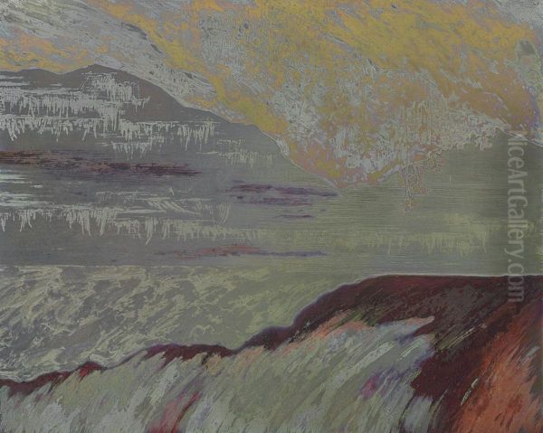 An Iridescent Glazed Ceramic Plaque - view 1