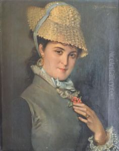 Elegante Au Chapeau De Paille by Benedict Masson