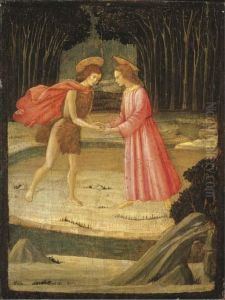 The Meeting Of Christ And Saint John The Baptist by Master Of Marradi