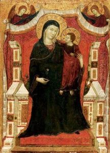 Madonna In Trono Su Sfondo Architettonico