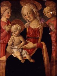Madonna And Child With Two Angels by Master Of San Miniato