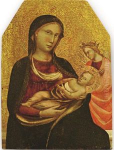 Madonna Col Bambino E Santa Caterina Dalessandria by Master Of Sant'Ivo