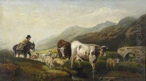 Landscape With Cattle by Master Of The Blue Landscapes