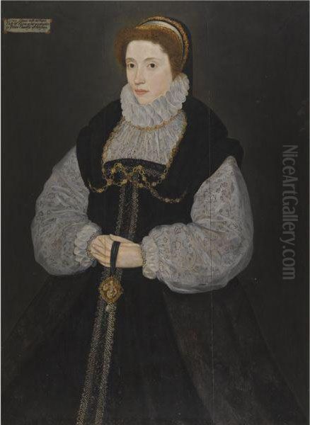 Portrait Of The Hon. Dorothy Latimer, Wife Of Thomas Cecil, Later1st Earl Of Exeter Holding A Pendant Depicting Perseus(1549-1608) - view 1