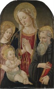 The Madonna And Child With A Monastic Saint And An Angel