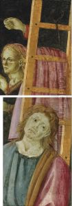 The Servant Of Caiaphas; And Saint John The Divine - Two Fragments From The Crucifixion With An Abbreviated Story Of The Passion by Master Of The Fiesole Epiphany