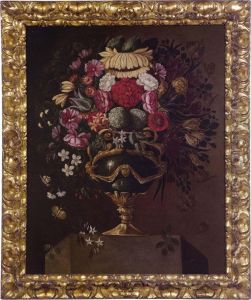 Grande Vaso Di Fiori Su Basamento