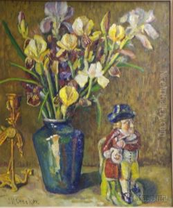 With Irises And Figurine by Master Of The Hartford Still Life