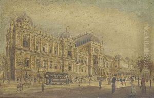 The University Of Vienna With Figures Promenading