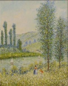 Framed Oil On Canvas View Of Figures By Alake
