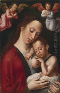 The Virgin And Child With Angels by Master Of The Legend Of The Magdalene