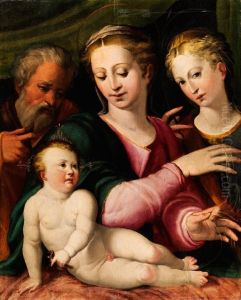Die Heilige Familie Mit Einer Jungen Heiligen Martyrerin by Master Of The Legend Of The Magdalene