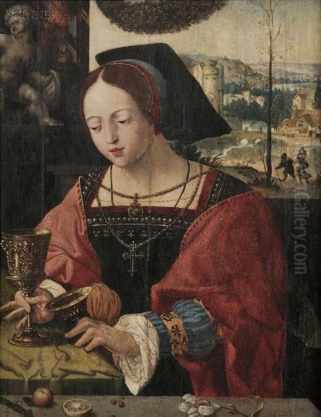 Lady With Chalice In An Elegant Interior - view 1