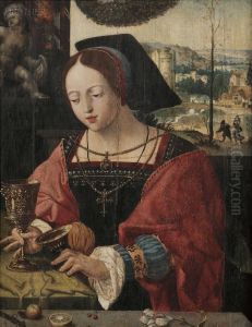 Lady With Chalice In An Elegant Interior