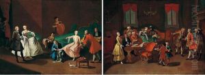 A Levee In A Noblewoman's Bedroom With Elegant Figures Looking On A Levee In A Noblewoman's Bedroom With Elegant Figures Looking On