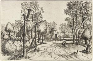 Farms With Man And Woman Bearing A Pitcher In The Foreground (holl.130) by Master Of The Small Landscapes